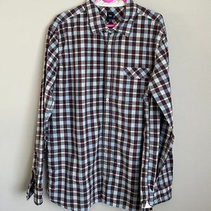 GAP Men's L/S Plaid Shirt Browns/Blues Great Condition SZ XL COTTON
